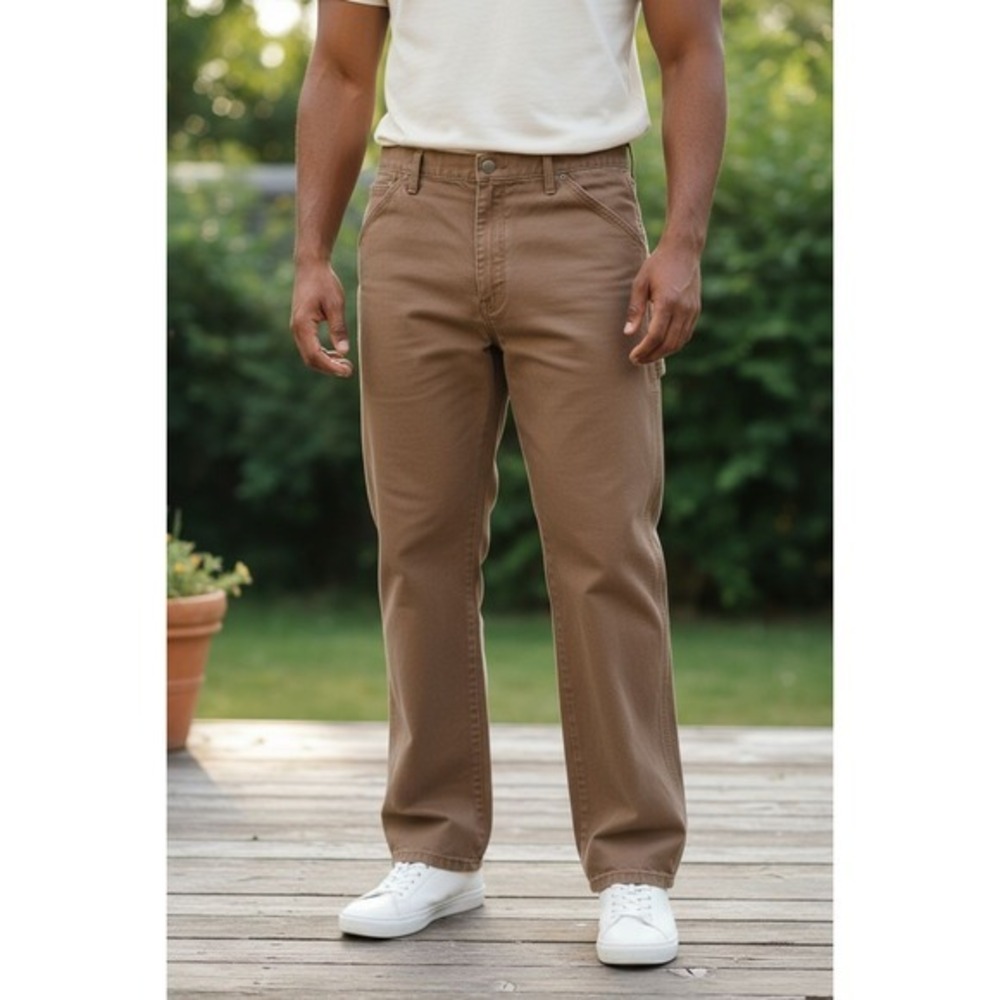 Rustler Men's Brown Duck Canvas Carpenter‎ Loop Pants Work Utility 87686BD 38x30